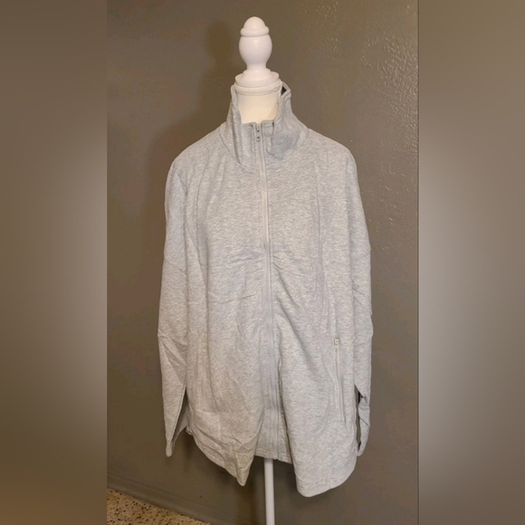 Shewin Cozy Stylish Womens Light Gray Zip-Up Jacket NWOT Zippered Pockets XL - Picture 11 of 11